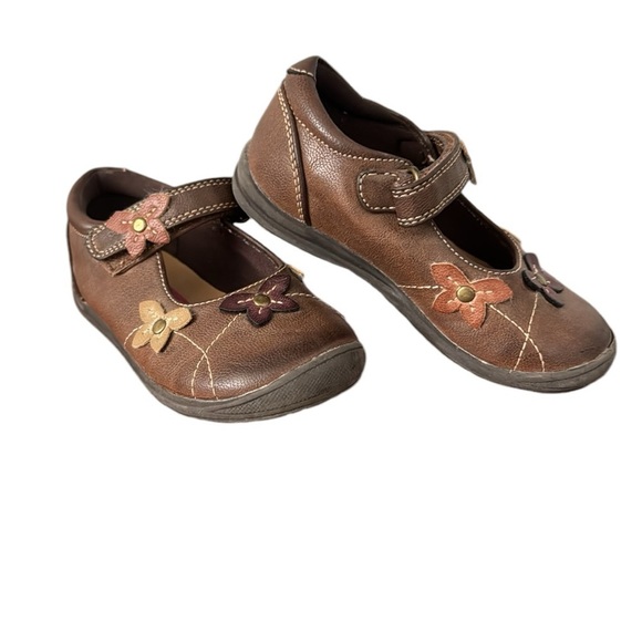 Rachel Shoes Other - Toddler Rachel Shoes, Brown leather mary jane flowers velcro size 7